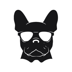 french bulldog wear sunglasses logo icon design vector illustration