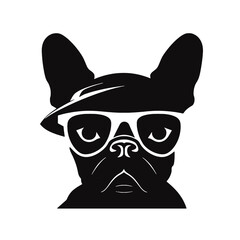french bulldog wear sunglasses logo icon design vector illustration