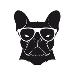 french bulldog wear sunglasses logo icon design vector illustration