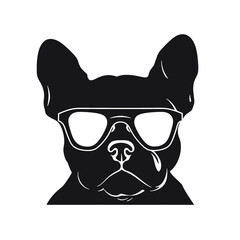 french bulldog wear sunglasses logo icon design vector illustration