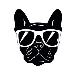 french bulldog wear sunglasses logo icon design vector illustration