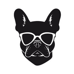 french bulldog wear sunglasses logo icon design vector illustration
