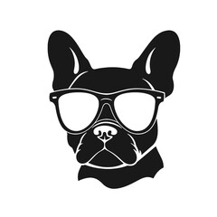 french bulldog wear sunglasses logo icon design vector illustration