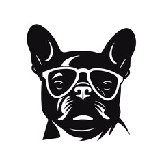 french bulldog wear sunglasses logo icon design vector illustration