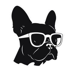 french bulldog wear sunglasses logo icon design vector illustration