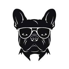 french bulldog wear sunglasses logo icon design vector illustration