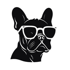 french bulldog wear sunglasses logo icon design vector illustration