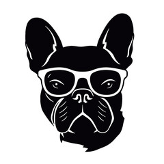 french bulldog wear sunglasses logo icon design vector illustration