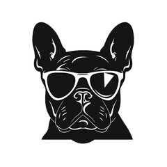 french bulldog wear sunglasses logo icon design vector illustration