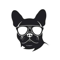 french bulldog wear sunglasses logo icon design vector illustration