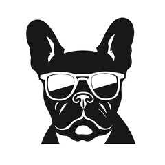french bulldog wear sunglasses logo icon design vector illustration