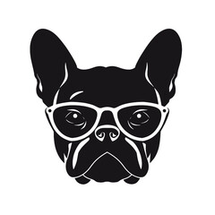 french bulldog wear sunglasses logo icon design vector illustration