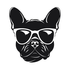 french bulldog wear sunglasses logo icon design vector illustration