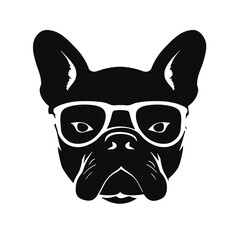 french bulldog wear sunglasses logo icon design vector illustration