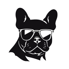 french bulldog wear sunglasses logo icon design vector illustration