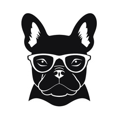 french bulldog wear sunglasses logo icon design vector illustration