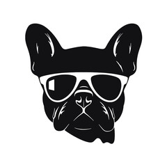 french bulldog wear sunglasses logo icon design vector illustration