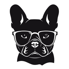 french bulldog wear sunglasses logo icon design vector illustration