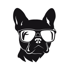 french bulldog wear sunglasses logo icon design vector illustration