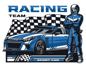 Obraz premium Racing team vintage poster colorful