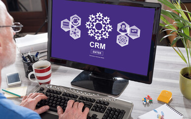 Crm concept on a computer