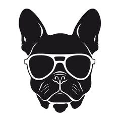 french bulldog wear sunglasses logo icon design vector illustration