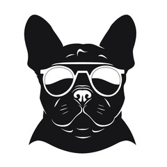 french bulldog wear sunglasses logo icon design vector illustration