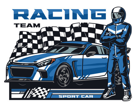Racing team vintage poster colorful