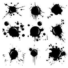 Vector set of Black ink splatter