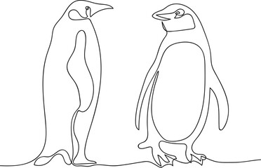 penguin, a flightless seabird. graphic drawing. black and white outline image in pencil, line. background for the design.