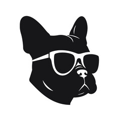 french bulldog wear sunglasses logo icon design vector illustration