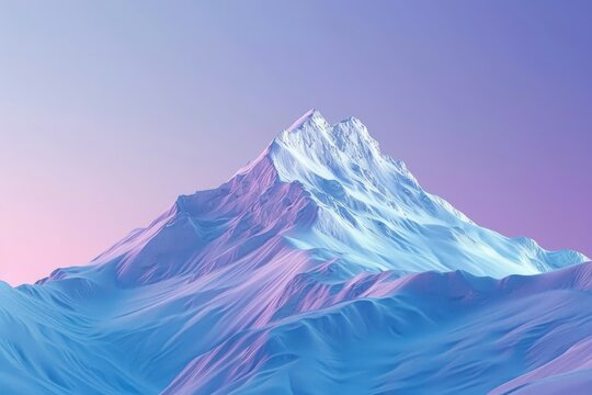 3D rendering of isolated mountain with snow on top in sky blue. Generate AI image