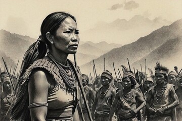 A tribal woman, Amazonian warrior, Aztec woman