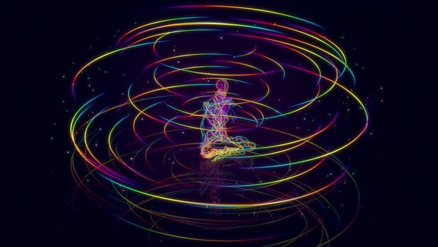 looped 3d animation of nadi - energy channels in the human body