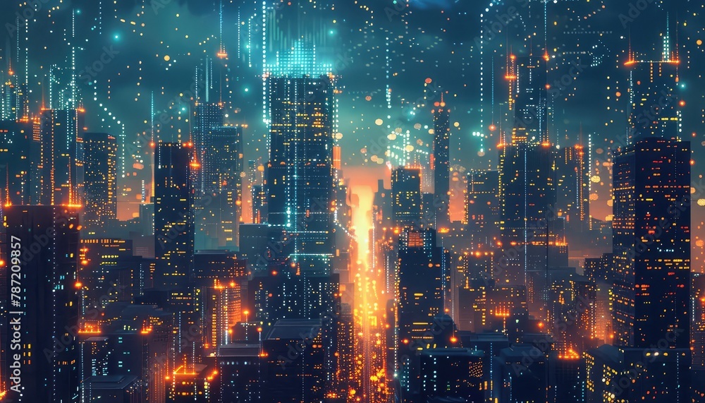 Poster tokenization concept art, design a background showcasing the tokenization of assets like real estate