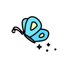 butterfly cartoon icon, isolated background