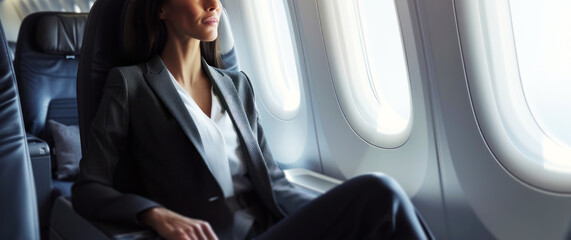 close-up,business woman on the plane