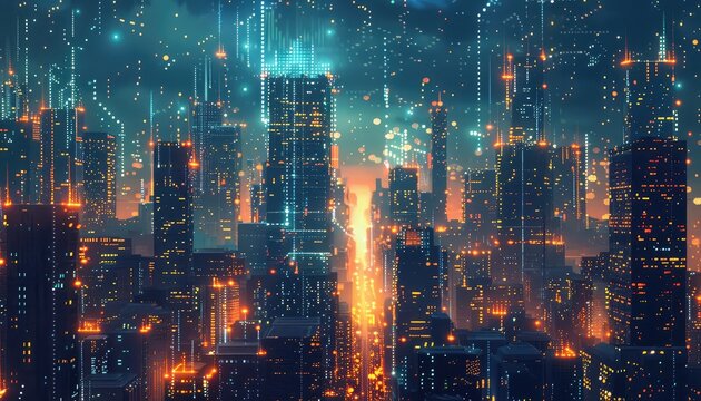 Tokenization Concept Art, Design a background showcasing the tokenization of assets like real estate, art, and securities on a blockchain