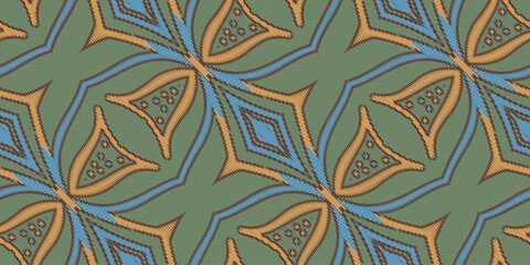 Ethnic abstract ikat art design. Seamless pattern in tribal, folk embroidery, and Mexican style. Seamless abstract ikat pattern.background ,carpet,wallpaper,clothing,