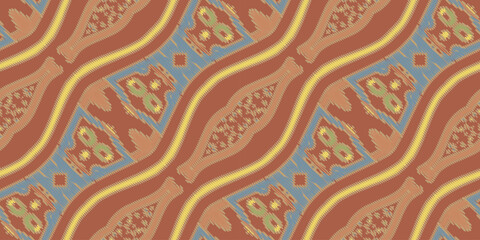 Ethnic abstract ikat art design. Seamless pattern in tribal, folk embroidery, and Mexican style. Seamless abstract ikat pattern.background ,carpet,wallpaper,clothing,