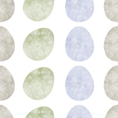 Seamless pattern with easter eggs, hand drawn illustration in watercolor style