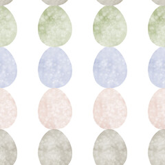 Seamless pattern with easter eggs, hand drawn illustration in watercolor style