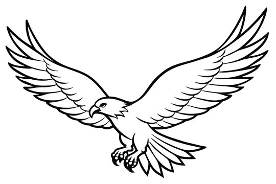 recommend clip art: Soaring eagle with spread wings line art vector illustration