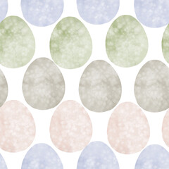 Seamless pattern with easter eggs, hand drawn illustration in watercolor style