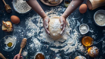 Papier Peint photo Lavable Pain Generate an image that captures the essence of baking The focal point should be a pair of hands