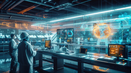 Futuristic Technology Lab High-Tech Innovation and Scientific Advancement in Action