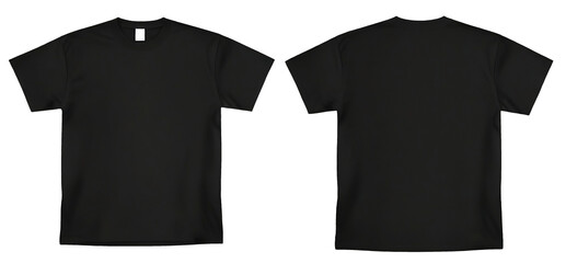 black T-shirt template front and back mockup. Clear Mockup of realistic. on isolated background