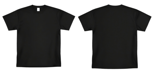 black T-shirt template front and back mockup. Clear Mockup of realistic. on isolated background