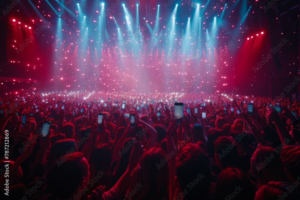 Aufkleber The euphoric crowd captures the intense atmosphere of a live music event using their smartphones