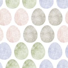 Seamless pattern with easter eggs, hand drawn illustration in watercolor style